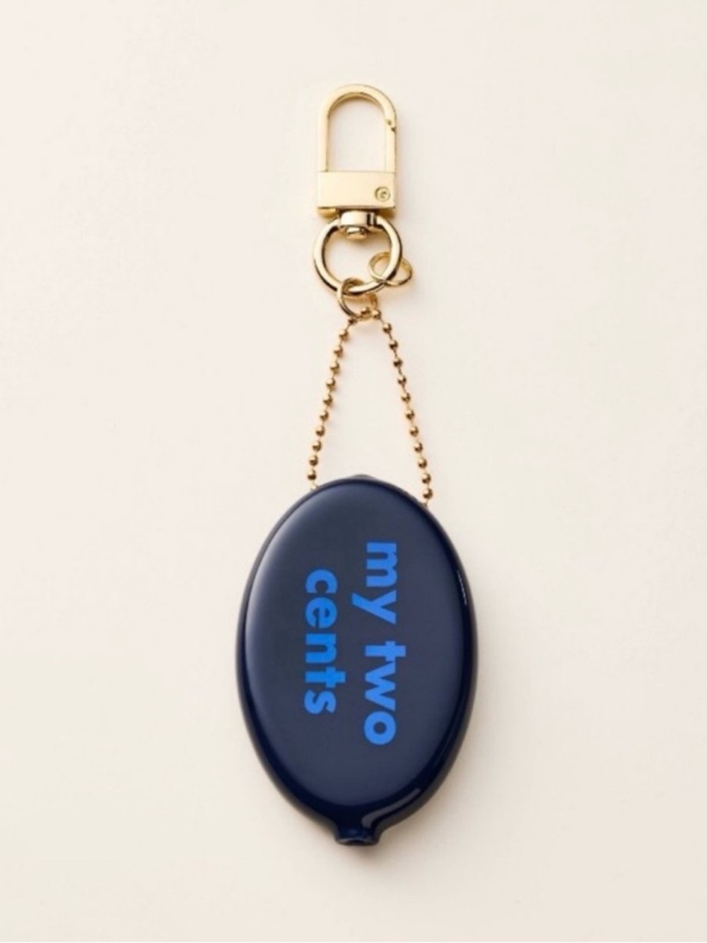 kate spade x target navy blue 'my two cents' coin pouch keychain